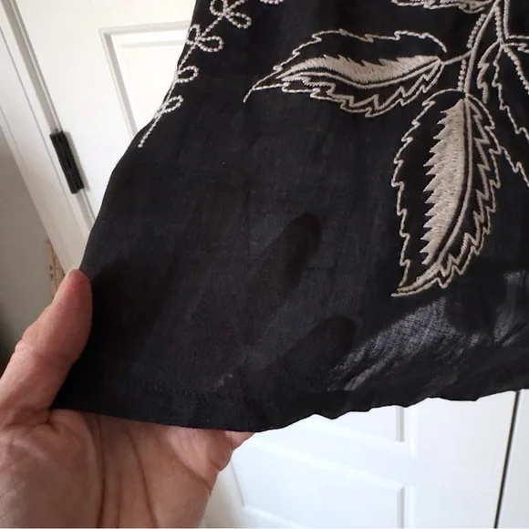 Johnny Was Floral Embroidered Shift Dress Small Black Boho Chic Eclectic Tassels - Picture 7 of 12